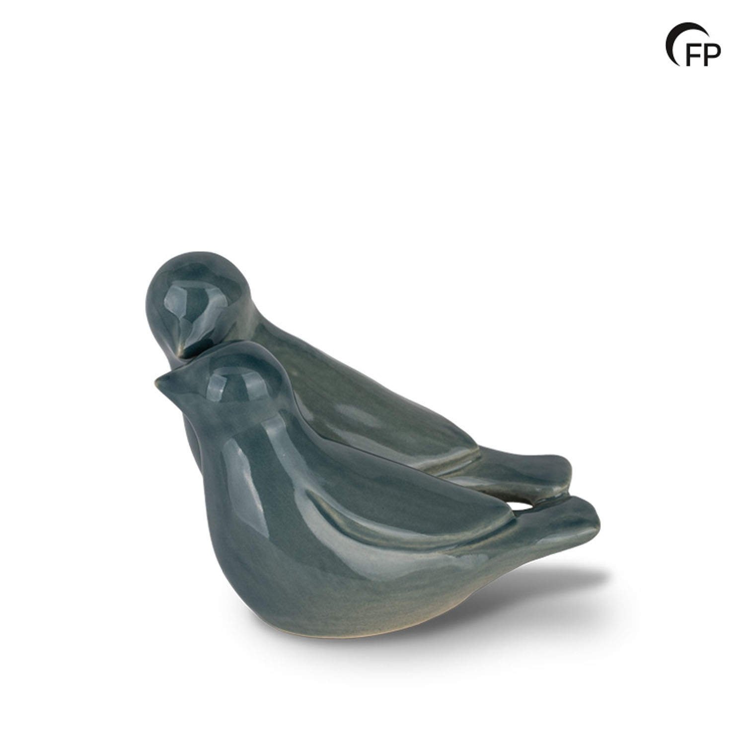 FPU 086 Keramische kunst urn keepsake Whistling Birds Turquoise