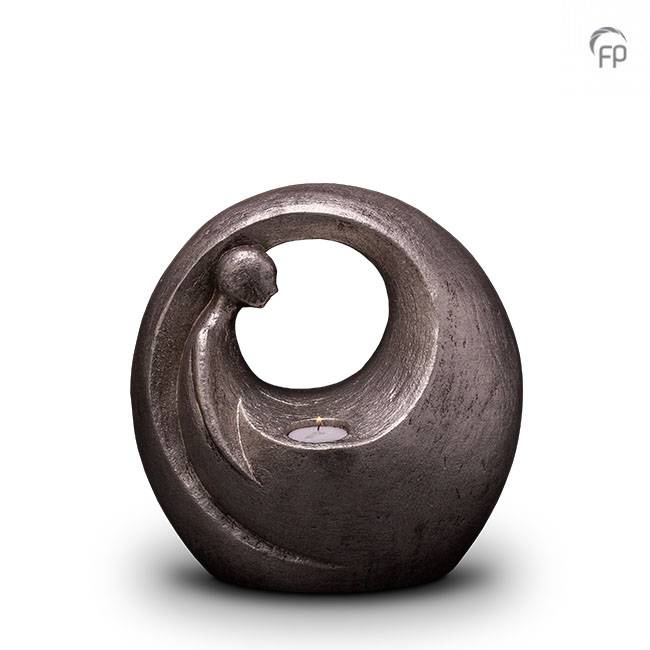UGKS 039 BT Keramische urn zilver Eenzaam, maar niet alleen (waxine)